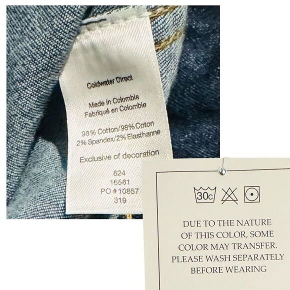 Coldwater Creek Dark Wash Denim Floral Jacket Women’s Jacket Small Petite - Picture 7 of 8